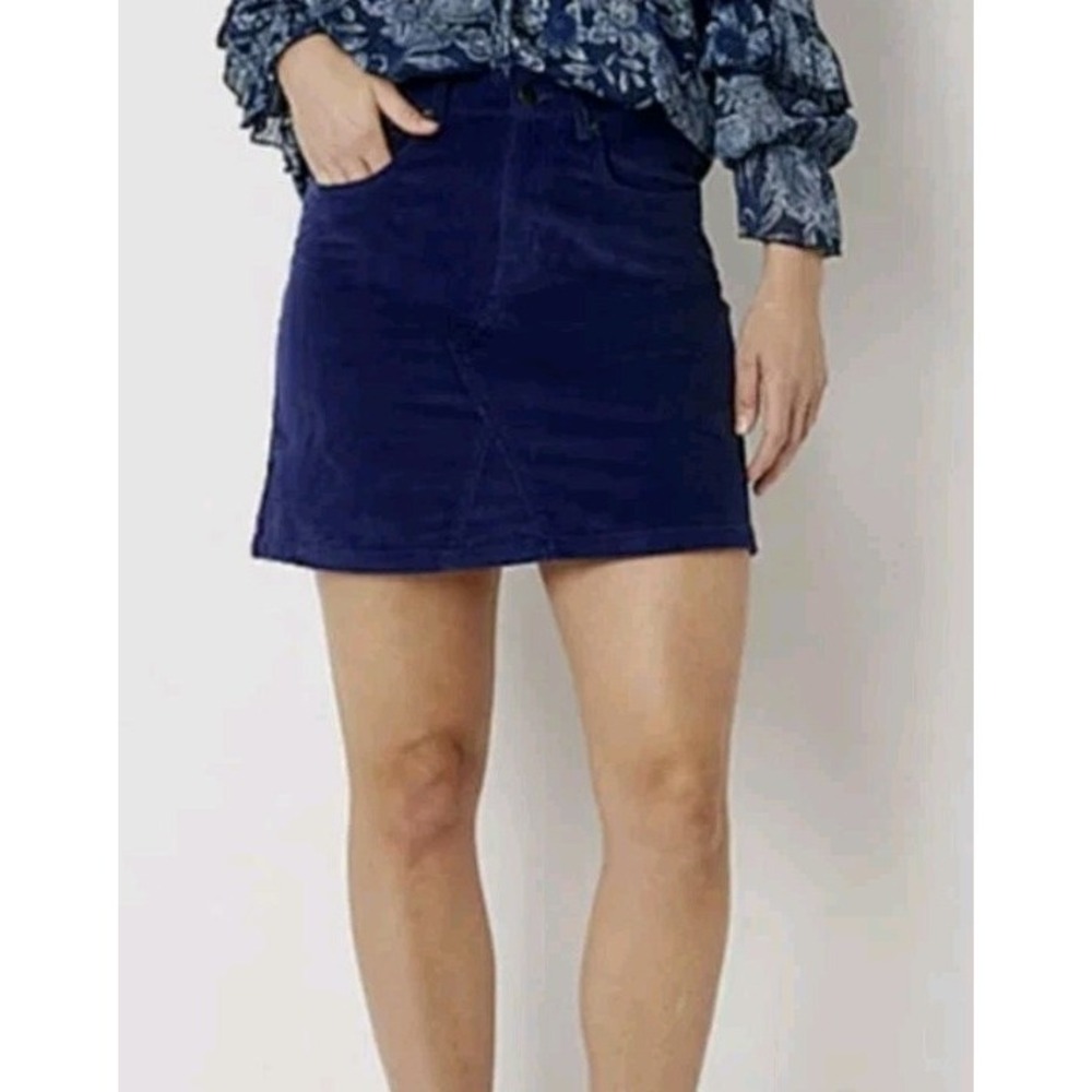 NEW Frye & Co Heritage Blue Corduroy Mini Skirt Western Rodeo Boho Country